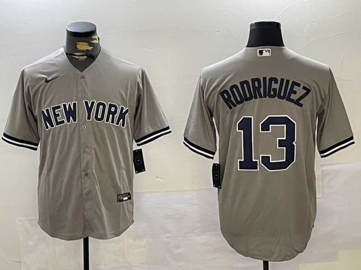 Men%27s New York Yankees #13 Alex Rodriguez Grey Cool Base Stitched Jersey->new york mets->MLB Jersey